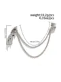 Gothic skeleton hand brooch with double tassel chains and crystal details for men fashion. - Skull Ghost Claw Style (00455) / Silver