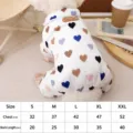 Dog winter warm four-leg clothes cute colorful heart print apparel for small dogs. - S / Beige
