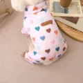 Dog winter warm four-leg jumpsuit pink heart pattern pet clothes small puppy apparel - S / Pink