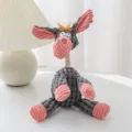 Cute interactive plush dog toy with squeaker, soft corduroy fabric and durable rope neck design. - Gray Honest Donkey