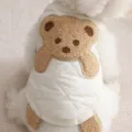 Mignon gilet d'hiver pour chien blanc avec patch en peluche d'ours en peluche 3D, chaud. - XS / Abricot Beige
