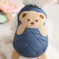 Gilet d'hiver chaud pour chien en bleu avec adorable ours, vêtement douillet pour animaux. - XS / Bleu Marine