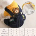 Dog autumn winter sweatshirt denim overalls cute teddy pet warm fleece apparel size options - XS / Double-Layered Overalls Yellow