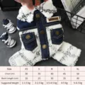 Pet winter warm denim fleece four-leg coat small dog windproof snap button jacket size S-XL - XS / Dark Blue Denim