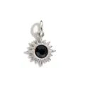 Silver sun pendant charm with black crystal center for DIY necklace bracelet accessory - Silver Sun Rhinestone Charm (004)