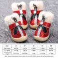 Warm winter pet dog shoes with plush lining anti-slip red puppy boots size chart included - 2 / Red