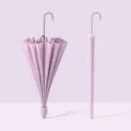 Parapluie long minimaliste en violet pastel, design uni avec poignée en J et housse de protection. - 16 Baleines avec Housse Imperméable / Violet Taro