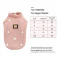 Cute pink pet fleece sweater with white stars, warm four-leg dog clothes with size chart. - S / Pink