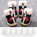 Warm winter pet dog shoes, plush lining, non-slip rubber sole, zipper closure, size 1 to 5. - 2 / Black
