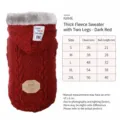 Thickened warm two-leg dog sweater in dark red, winter pet apparel for small dogs and puppies. - S / Burgundy