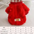 Warm red plush pet winter sweater for small dogs, soft fleece pet clothes with cute crown logo tag. - L / Red
