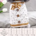 Knitted dog sweater with bow and buttons, warm pet clothes for small dogs, size variant. - XS / White Coffee