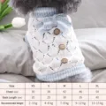 Knitted dog sweater with bow and buttons, warm autumn winter pet clothes for small dogs XS-XL - XS / Blue & White