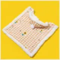 Cute yellow plaid pet cloak with sunflower embroidery and warm plush trim for cats dogs. - S / Orange Sunflower