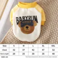 Cute winter pet cat dog fleece sweater with bear print, warm colorblock two-leg hoodie coat. - S / Creamy Yellow