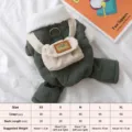 Winter warm four-legged pet cotton coat with cute corduroy backpack, soft fleece collar, anti-cold. - XS / Dark Green