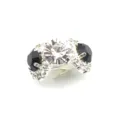 Exquisite DIY shoe clip with clear and black rhinestones, elegant metal base shoe decoration. - White