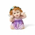 Resin angel figurine desktop ornament cute floral crown purple dress home decor gift - Hear No Evil Little Flower Fairy