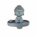 Zen sandstone Buddha statue incense burner, home tea room decorative incense holder base 11.5cm - Contemplative Big Head Buddha (Contemplation)