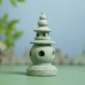 Green sandstone pagoda micro landscape zen fish tank decoration Chinese style stone tower craft - Large Size (Three Pools Mirroring The Moon)