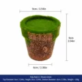 Vaso da fiori in polpa floccata con muschio verde, piccolo vaso per piante marrone vintage. - Modello in Polpa A-Floccato Marrone