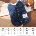 Gilet pour chien en jean chaud d'hiver avec doublure polaire et motif d'ours. - M / Bleu