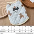 Warm fleece dog vest winter puppy coat blue plaid teddy bear pet clothes with D-ring size S-XXL - S / Blue