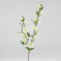 White artificial jasmine flower branch 2-fork faux floral for home wedding decor. - White