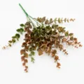 Artificial eucalyptus branch plastic green plant fake floral home decor orange leaves - Orange