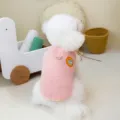 Cozy pink fleece dog vest for winter, warm pet clothes with D-ring for small dogs puppy. - S / Pink