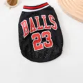 Breathable mesh dog basketball jersey summer small pets puppy vest cool sports apparel size S-XXL - S / Black