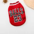 Summer breathable mesh pet dog basketball jersey vest, red American style clothes for small dogs. - S / Red