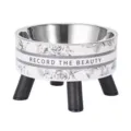 Elevated stainless steel pet bowl with stand, black floral design for cats and dogs. - Floral Stainless Steel Raised Bowl