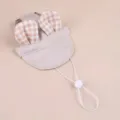 Cute dog sun hat with plaid bunny ears beige pet hat for small dogs and cats outdoor wear - S / Plaid
