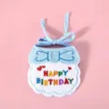 Cute cat dog birthday bib pet saliva towel embroidered party costume cute accessories - 1 Year Old / Blue Bowknot 7-Piece Set
