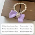 Schönes niedliches Perlen-Haustierhalsband mit lila Schleife, S, M, L Größen für Katzen und Hunde. - M / Lila