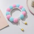 Cute cat collar with colorful pom-poms plush balls adjustable pet neckwear accessories - XS / Light Blue + Rose Red