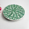 Handmade shell round placemat heat insulation pad green leaf pattern luxury dining table tray - Green Willow Twig Turntable 30cm