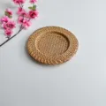 Vietnamese Woven Rattan Tray Mat 22cm Round Tea Cup Pot Heat Insulation Coaster Placemats - 22cm