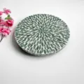 Handmade Vietnamese shell placemat round heat insulation mat decorative tray 30cm - Full Green Leaves Turntable 30cm