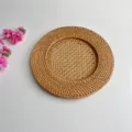 Vietnamese hand-woven rattan placemat round tea pot mat heat insulation dining tray table pad - 33cm