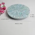 Handgemachte runde Muschel Mosaik Tischset Isolierung Matte Luxus Esszimmer Tablett Matte - Himmelblau Drehteller 30cm