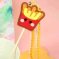 Bonito juguete para gatos con diseño de patatas fritas, varita interactiva con cascabel y cintas. - Papas fritas