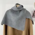 Grijze gebreide colkraag winter warme trui sjaal veelzijdige chique nekverwarmer modieus ontwerp - Omslagdoek met Split / Grijs