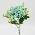 Blue artificial daisy flower bouquet, rustic home decor pastoral style fake flowers. - Blue
