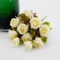 Artificial cream white rose bouquet for home decor, photography prop, and wedding decoration. - Creamy White