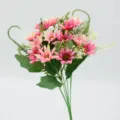 Artificial wild chrysanthemum bouquet for home decoration, pastoral style pink fake flower props. - Rose Red