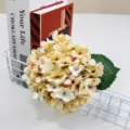 Hortensia artificial vintage europea de tallo único flor de seda para decoración de mesa - Champán