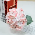Hortensia artificial rama única rosa flor falsa vintage arreglo floral decoración de mesa boda - Rosa Claro