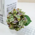 Hortensia artificial vintage de tallo único flor de seda para decoración de mesa de boda - Púrpura Y Verde